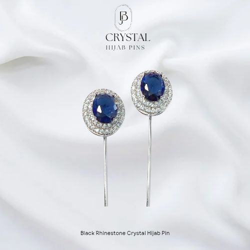 Crystal blue hijab pin