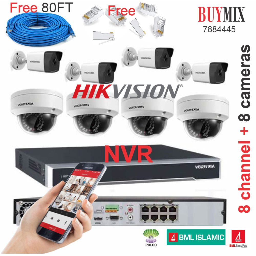 New itemNew Hikvision Kit DS-7608NI- Q2/8P (8CH) 8Chenal Nvr Poe + 8 Cameras / 7884445