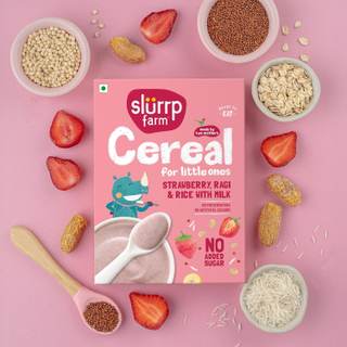 Slurrp Farm Cereal for little ones STRAWBERRY, RAGI & RICE WITH MILK