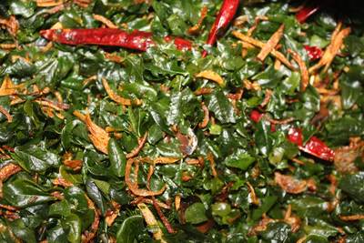 Fried Moranga Leaves (ތެލުލި މުރަނގަ ފަތް)