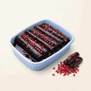 Lavashak rolls in pomegranate molasses