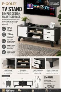 TV Stand 1 DOOR + 2 DRAWERS