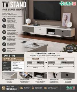 TV Stand (Extendable) 3 DRAWERS AND 1 OPEN SHELF